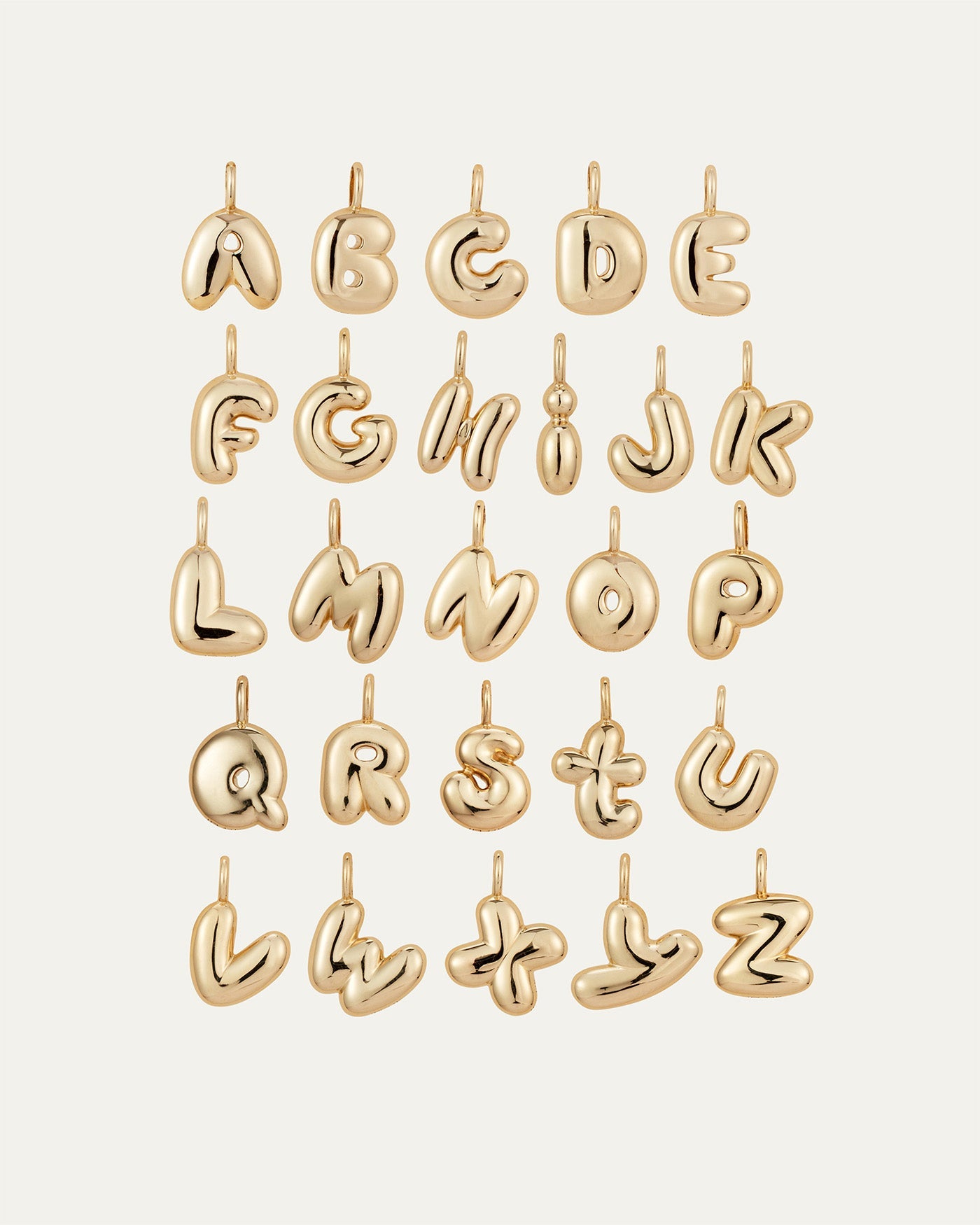 14K Gold Bubble Letter Necklace - Q