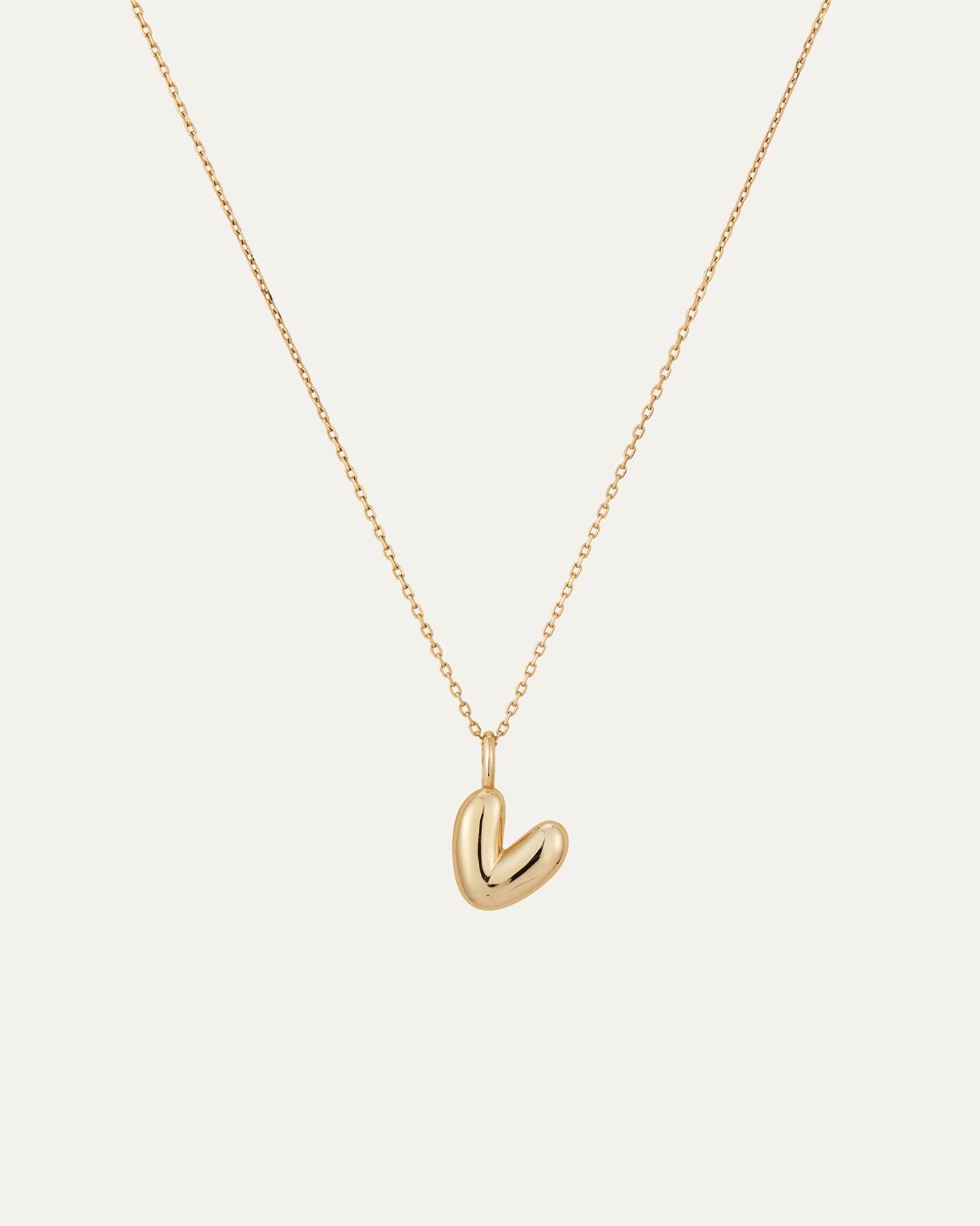 14K Gold Bubble Letter Necklace - V