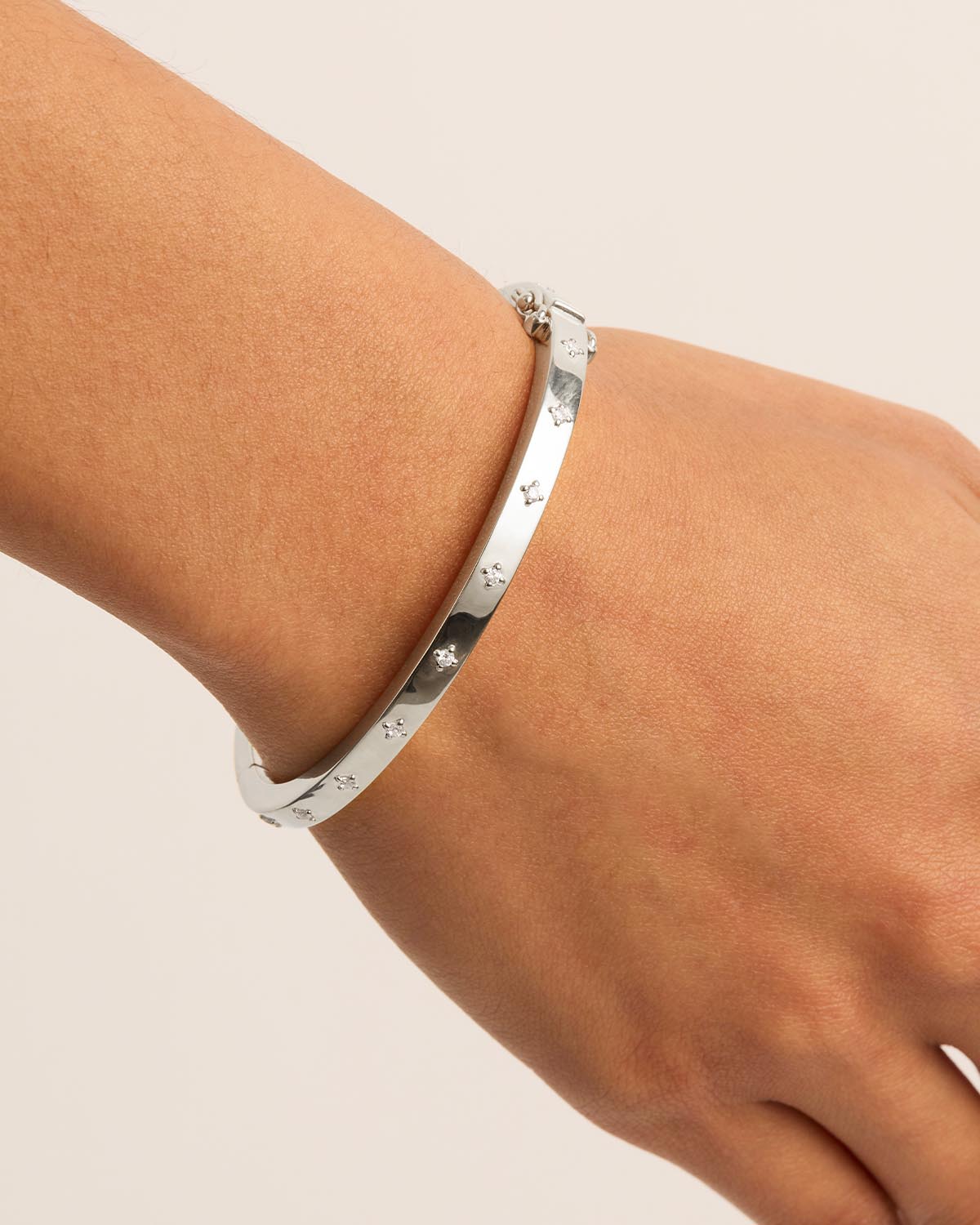 Sterling Silver Live in Love Hinged Bracelet