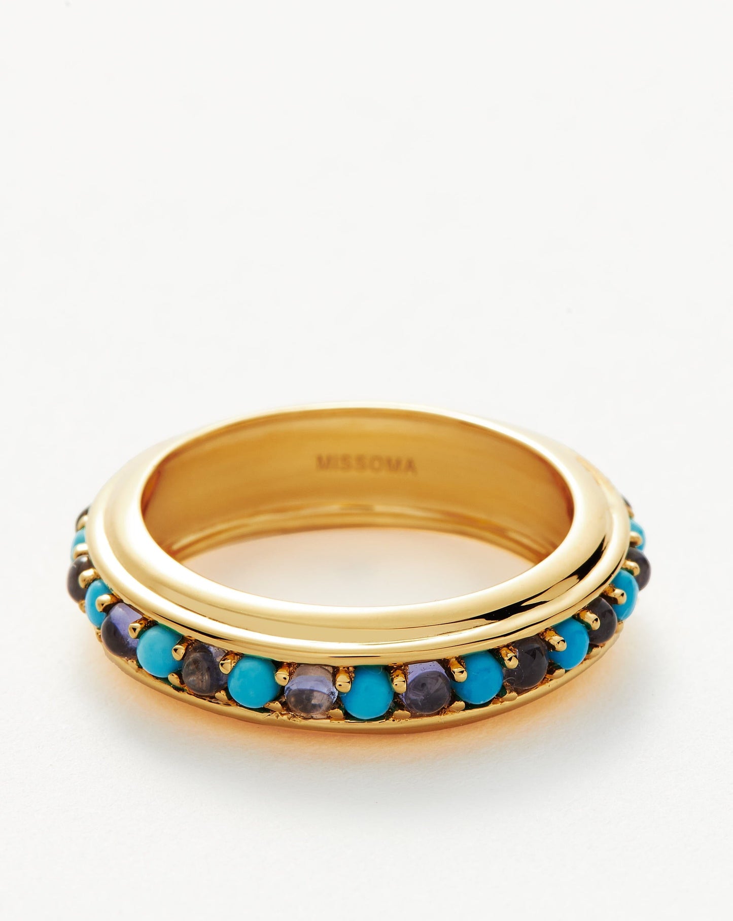 Hot Rox Gemstone Stacking Ring | 18ct Gold Vermeil/Turquoise & Iolite