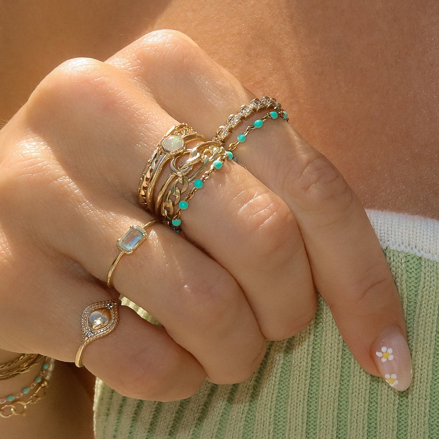 Candy Chain Ring | Turquoise & Gold